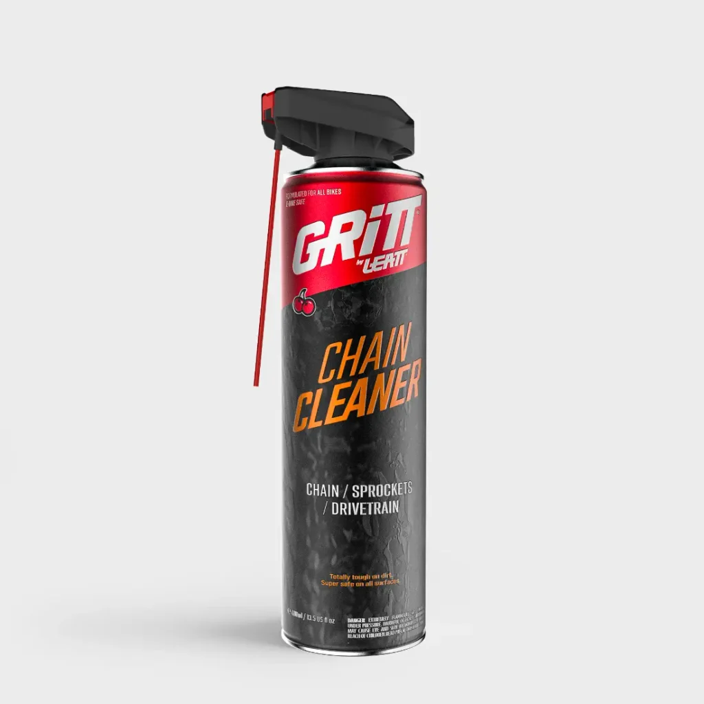 Lata de aerosol del limpiador de cadenas Leatt Grit para sistemas de transmisión de bicicletas.