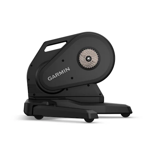 Rodillo de entrenamiento inteligente para bicicleta de Garmin con cassette incorporado.