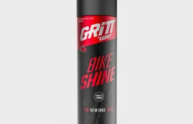 Un bote de aerosol negro de Gritt Bike Shine, spray de acabado mate.