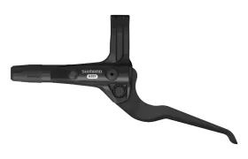 Una palanca de freno de bicicleta Shimano AB51 negra sobre un fondo blanco.