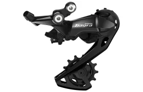 Cambio trasero Shimano Tiagra R4000 para bicicletas, mostrado en negro con marca visible y ruedas jockey, aislado sobre fondo blanco.