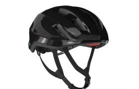 Un casco de bicicleta Casco Lazer Sphere Kineticore negro con correas.