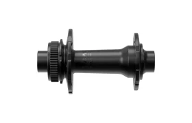 Buje delantero de bicicleta Zipp 2026 negro con soporte para freno de disco, visto de lado, aislado sobre fondo blanco, ideal para rodar más rápido.