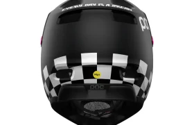Casco de ciclismo Coron Air negro con un diseño a cuadros blancos, orificios de ventilación y el texto "Every Day Is A Dream" en la parte superior. Este casco de edición especial también cuenta con una pegatina de seguridad MIPS en la parte posterior.
